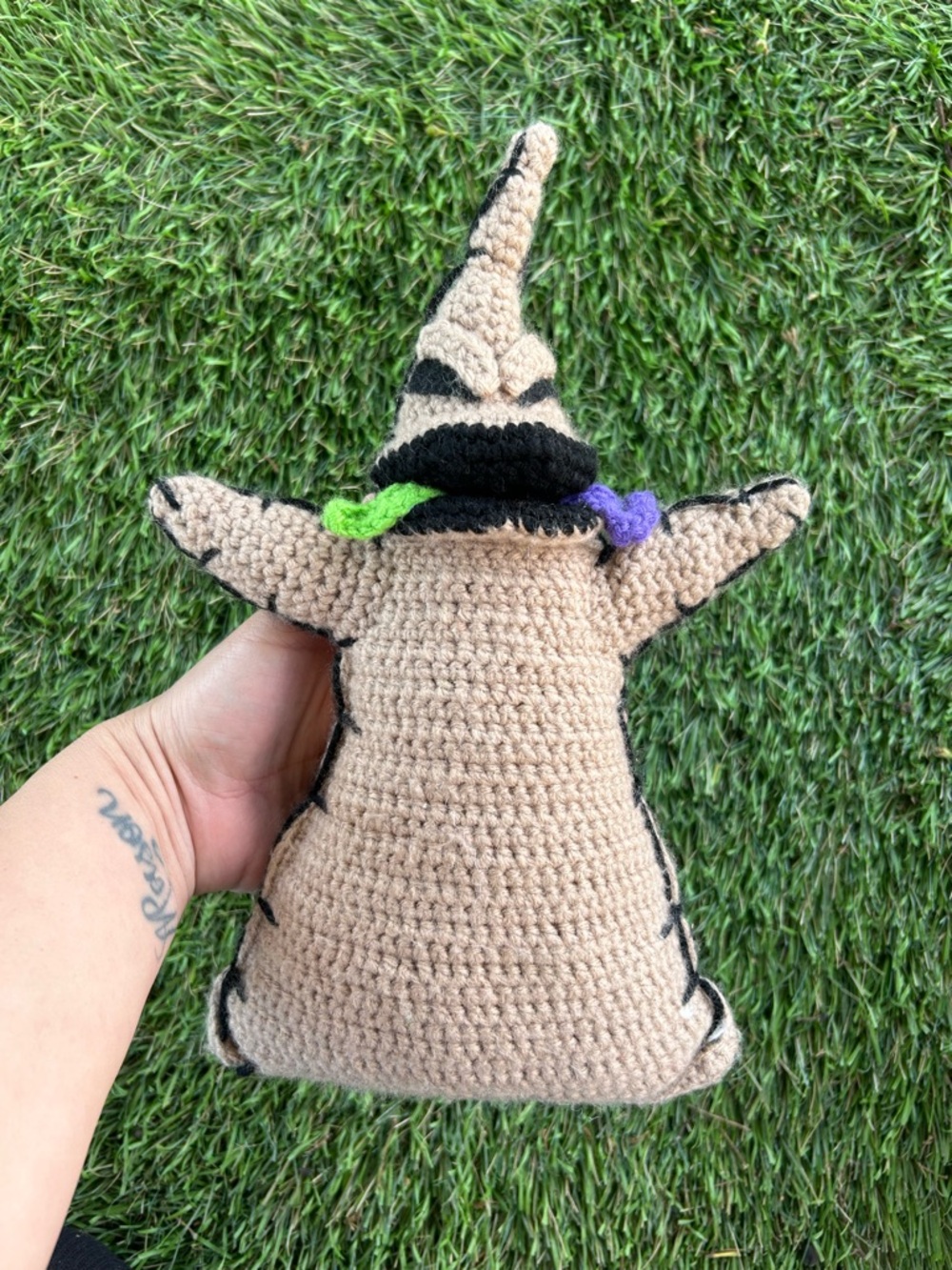Handmade Beige Crochet Stuffed Witch Plush Toy